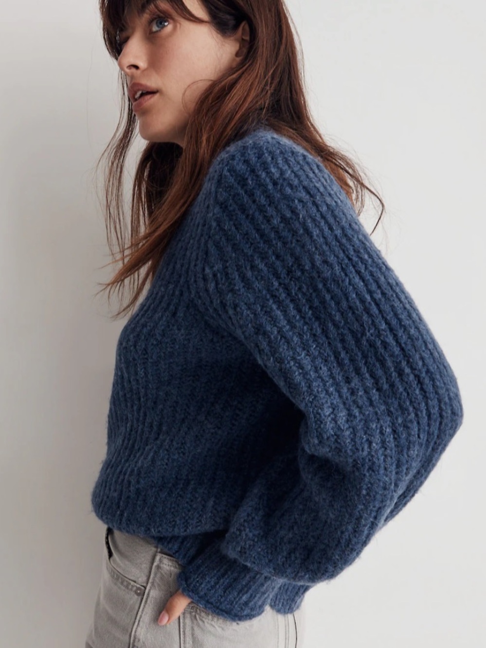 Madewell Blue Fisherman sweater size Large